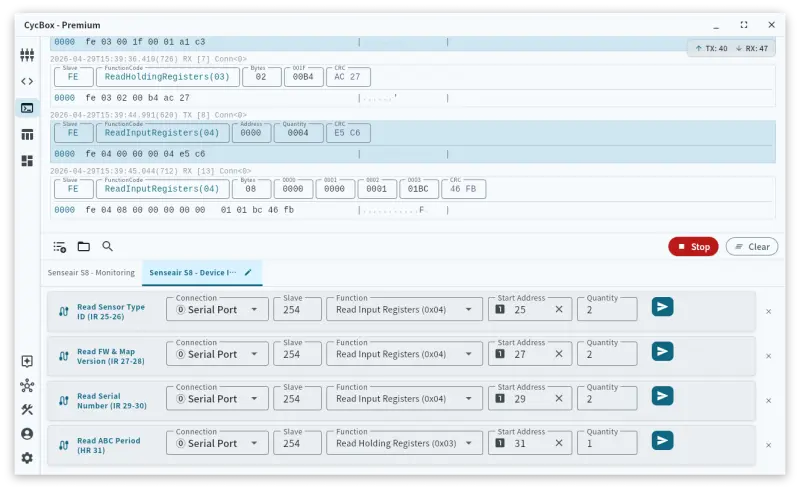 Modbus RTU CO2 Monitoring Configuration
